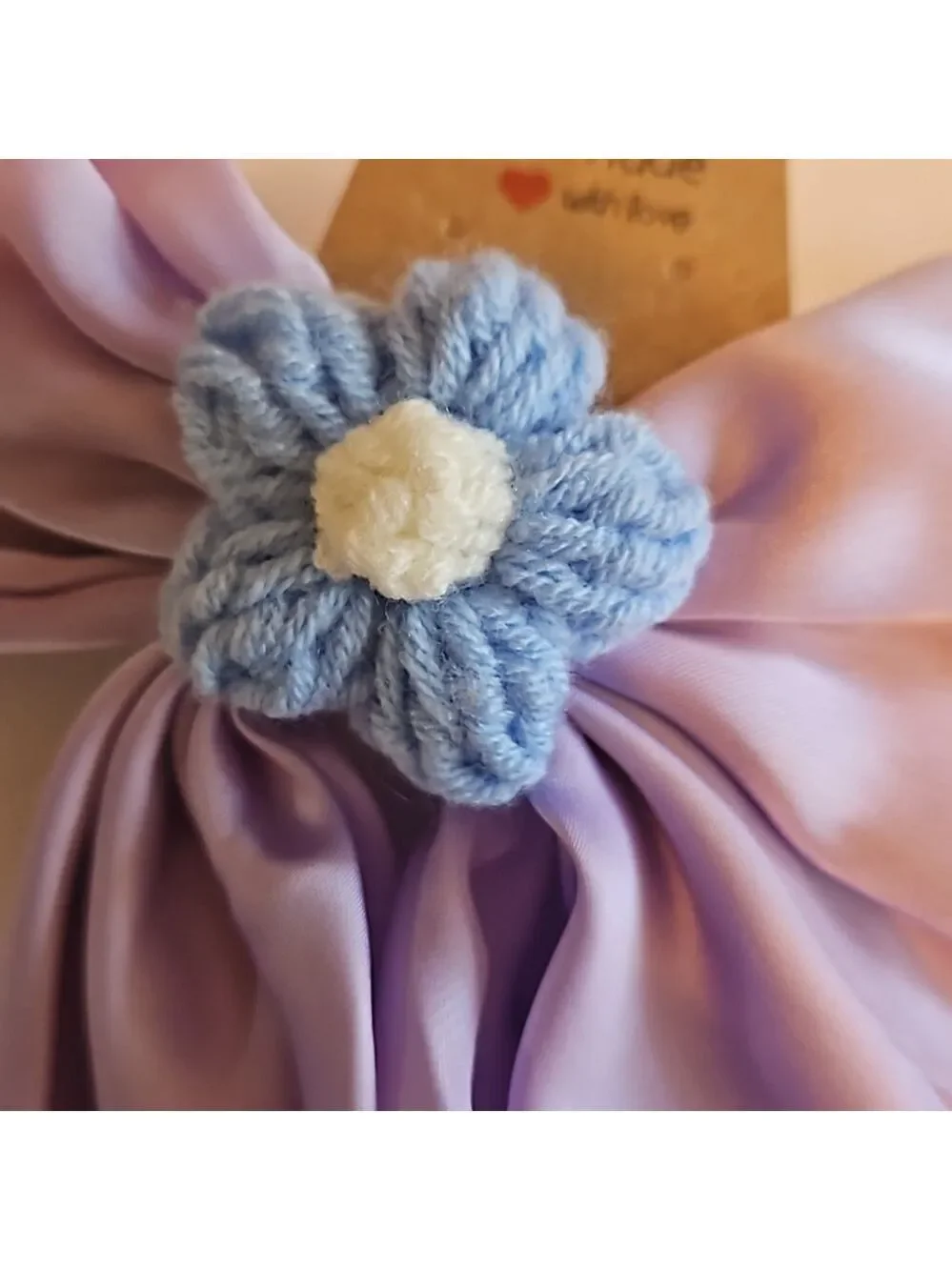 Hand Crafted lavander bow hair clip barrette clip bohemian crochet blue flower